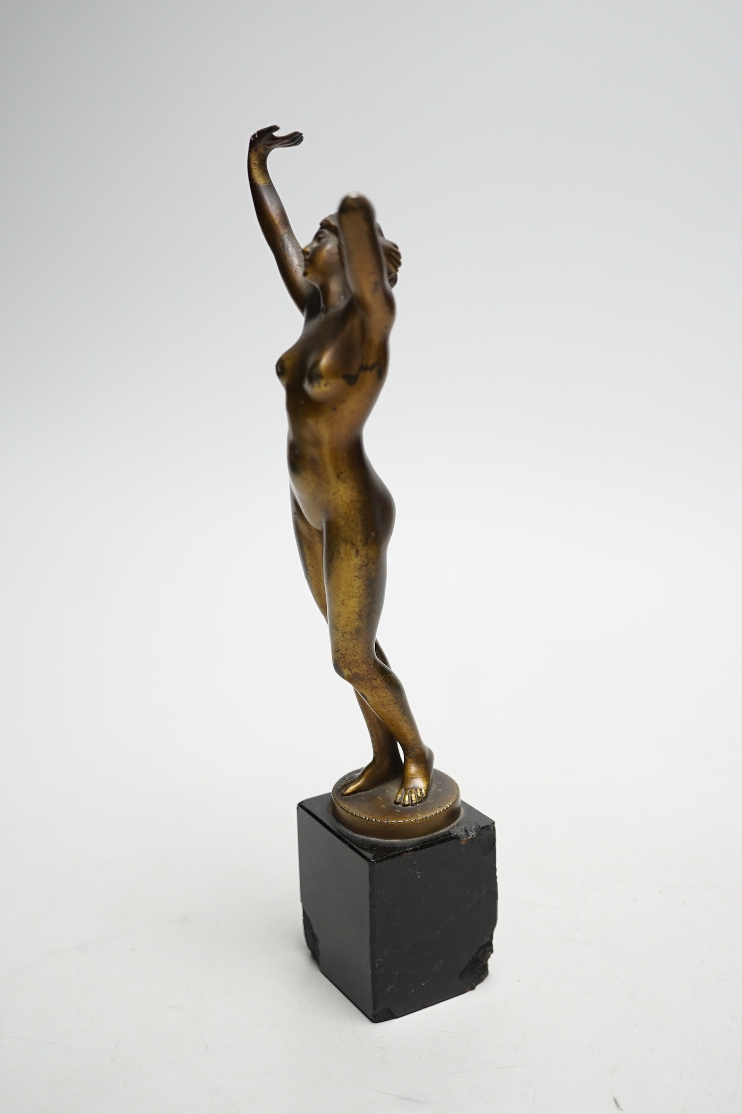 Robert Rudolfi (1884-1932), a gilt bronze figure of a stretching female nude, 24cm